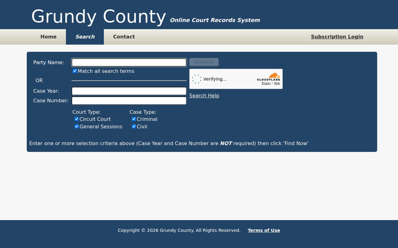 Grundy County Online Court Records home