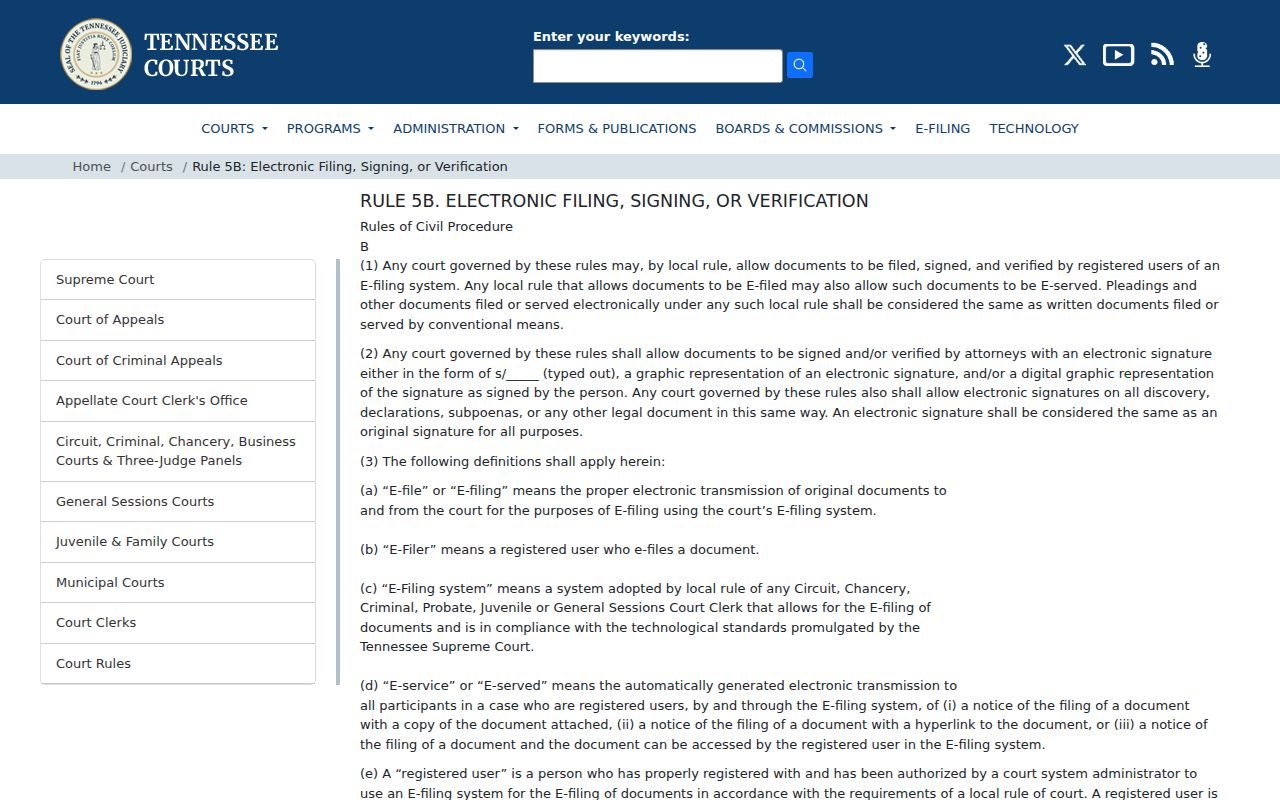 Grundy County civil docket electronic filing rule