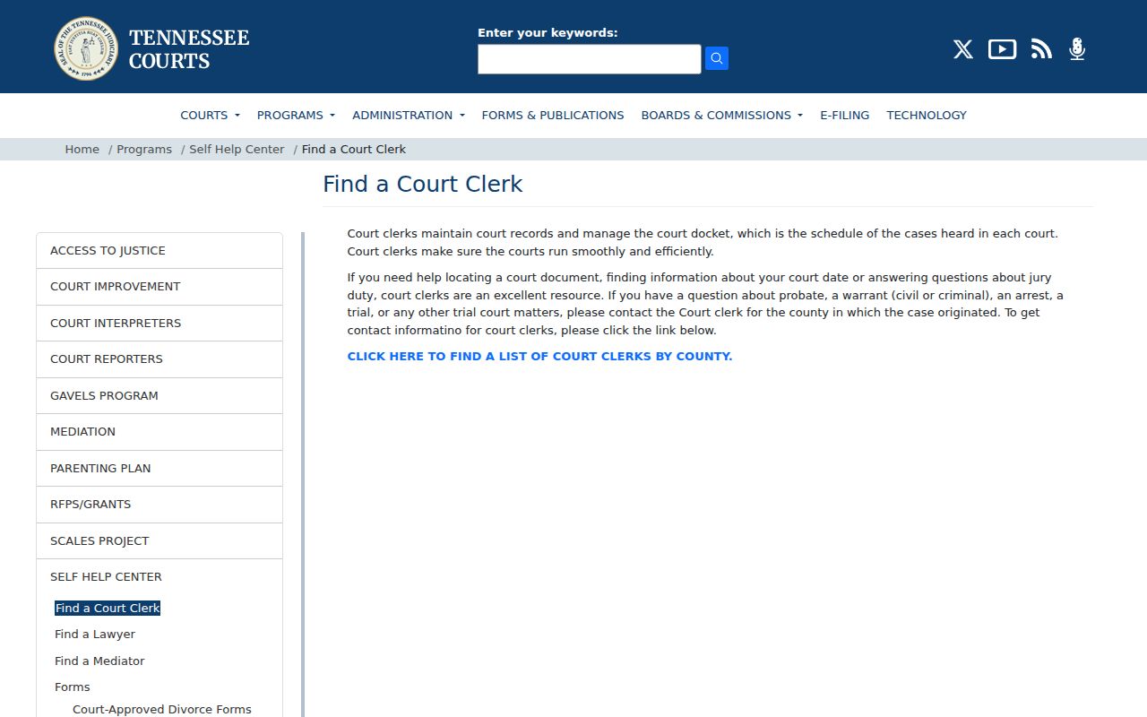 Grundy County court calendar clerk finder