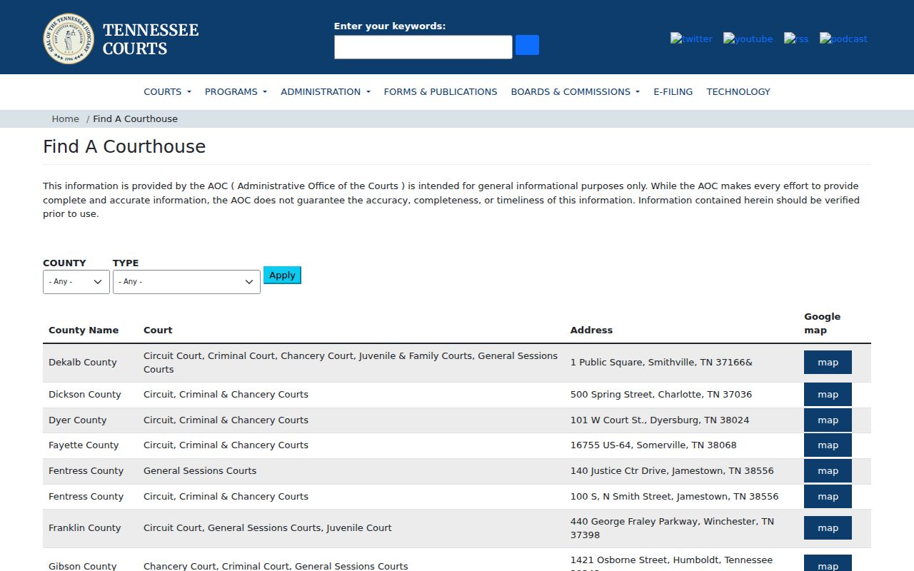Grundy County court calendar courthouse directory
