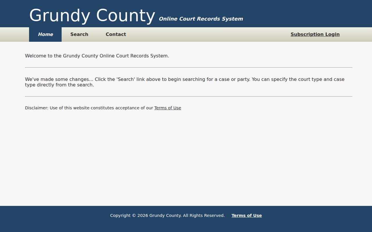 Grundy County court docket portal home