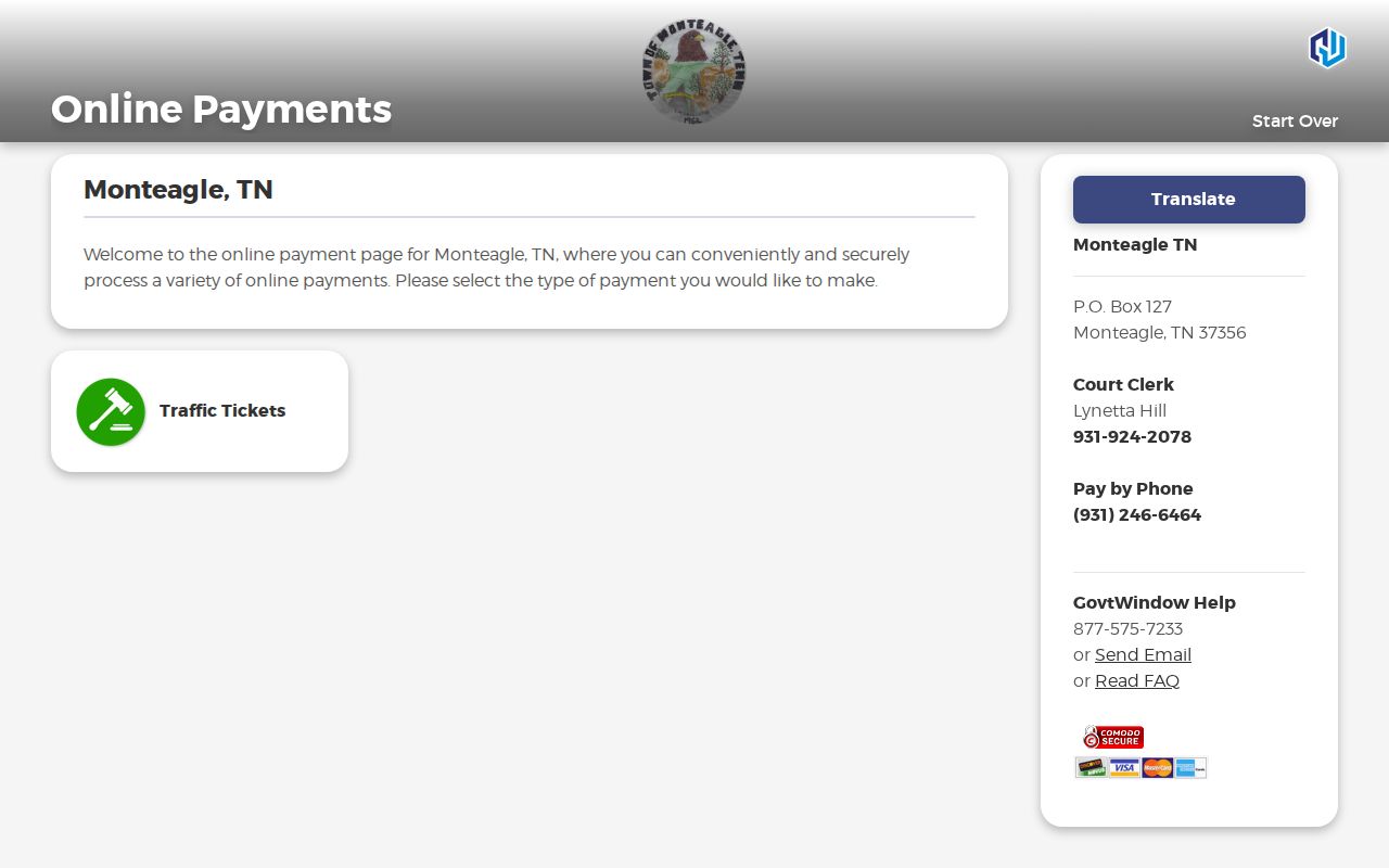 Monteagle court docket traffic payment gateway