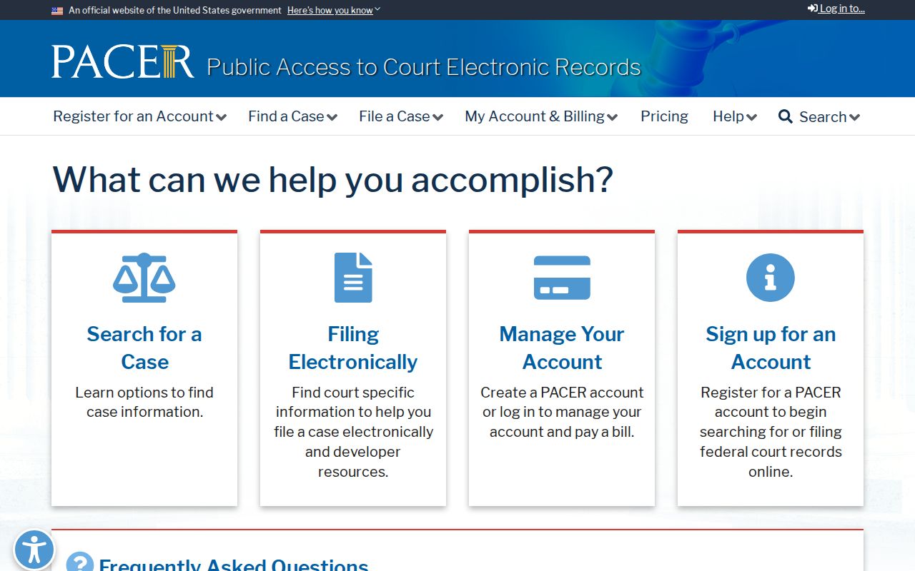 PACER route for federal Tracy City court docket records
